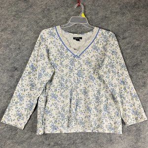 Earth Angels Button Up Top XL Women's Floral Long Sleeve Adults Cotton Blend